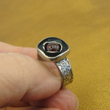 Load image into Gallery viewer, Hadar Designers Handmade Sterling Silver Red Garnet Ring size 6.5, 7(S) y
