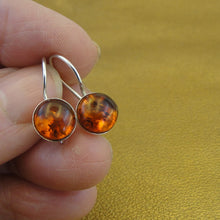 Load image into Gallery viewer, Hadar Designers Classy Simple 925 Sterling Silver natural Amber Earrings (H)SALE