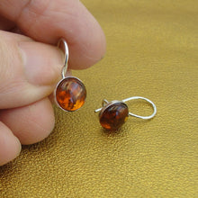 Load image into Gallery viewer, Hadar Designers Classy Simple 925 Sterling Silver natural Amber Earrings (H)SALE
