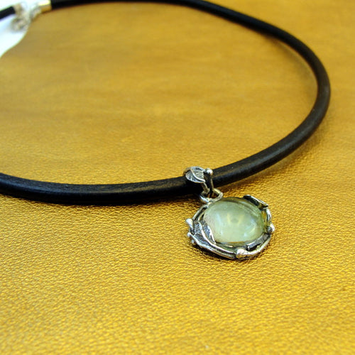 Hadar Designers Leather Green Florite 925 Sterling Silver Pendant (H) LAST