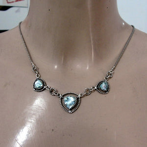 Hadar Designers Antique Roman Glass 3 Pendant Necklace Handmade 925 Silver (as)y