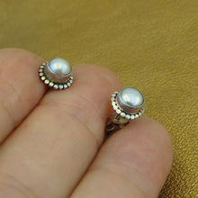 Load image into Gallery viewer, Hadar Designers Handmade Sterling Silver Real White Pearl Stud Earrings (H