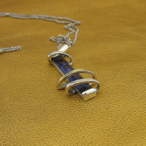 Hadar Designers Lavender CZ Pendant Gift 9k Yellow Gold 925 Silver Handmade (MS)