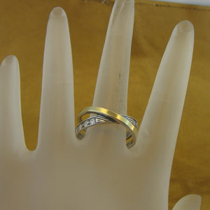 Hadar Designers Handmade 9k Yellow Gold 925 Silver Zircon Ring sz 6,7,8,9 (Ms)