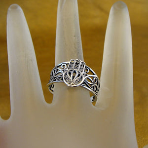 Hadar Designers Hamsa filigree 925 Sterling Silver Ring size 8 Handmade ( ) LAST