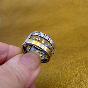 Hadar Designers Zircon Ring 6,7,8,9 Handmade 9k Yellow Gold Sterling Silver ()