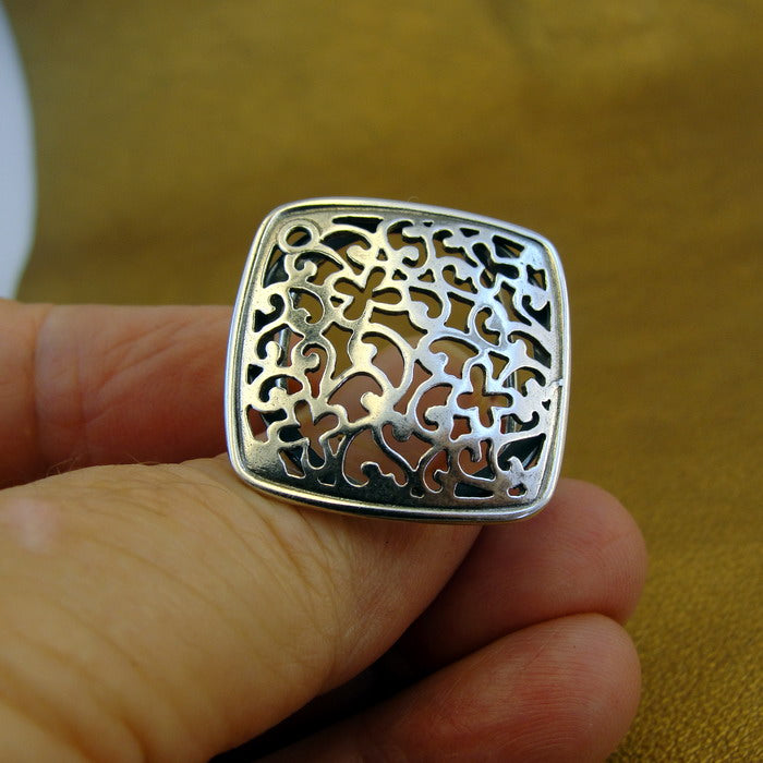 Filigree Ring 925 Sterling Silver 7.5,8 Unique Handmade Hadar Designers (S) Last