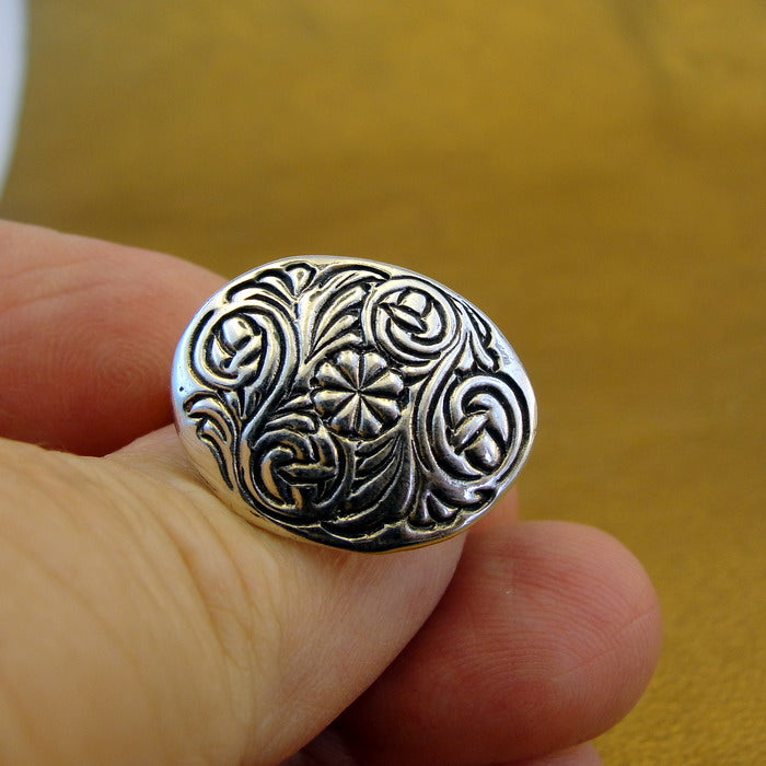 Floral Ring 925 Sterling Silver 6.5,7,8,9 Unique Handmade Hadar Designers  ()Last