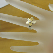 Load image into Gallery viewer, Hadar Designers Yellow Gold 925 Silver Zircon Floral Ring 6,7,8,9 Handmade (MS)y