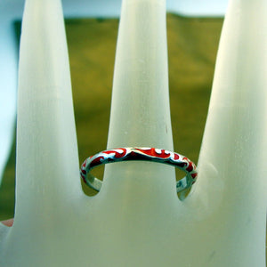 Hadar Designers Red Enamel 925 Sterling Silver Ring sz 9, 9.5 Handmade (SN) LAST