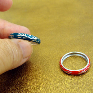 Hadar Designers Green Enamel 925 Sterling Silver Ring sz 8.5 Handmade (SN) LAST