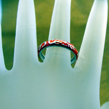Load image into Gallery viewer, Hadar Designers Red Enamel 925 Sterling Silver Ring size 8.5 Handmade (SN) LAST