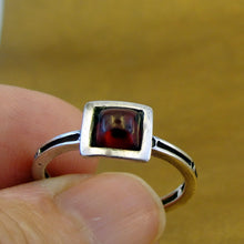 Load image into Gallery viewer, Hadar Designers garnet ring size 7, 7.5 sterling silver 925 handmade () last