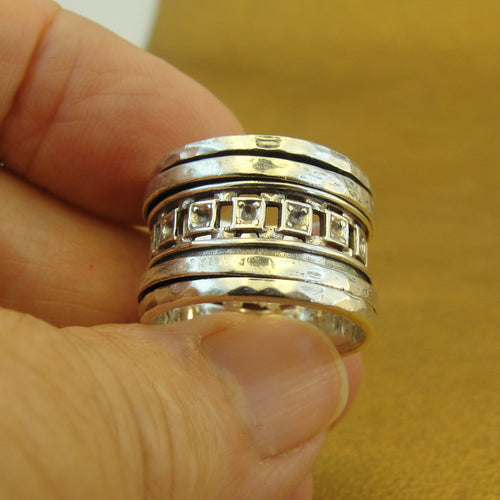 Hadar Designers Handmade 925 Sterling Silver Spin Swivel Ring 6.5, 7 (AV) LAST