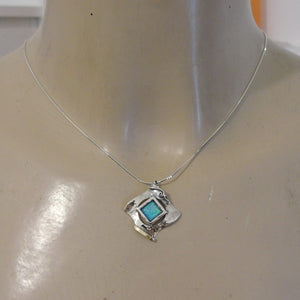 Hadar Designers Blue Opal Earrings Pendant Set Handmade 9k Gold 925 Silver (MS