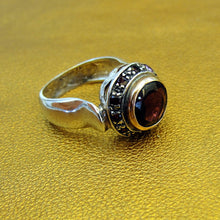 Load image into Gallery viewer, Hadar Designers Garnet Ring sz 8 Handmade 9k Rose Gold Sterling Silver (SN) LAST