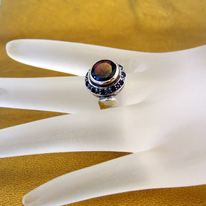 Hadar Designers Garnet Ring sz 8 Handmade 9k Rose Gold Sterling Silver (SN) LAST