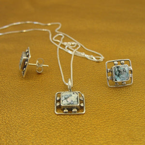 Hadar Designers Roman Glass Stud Earrings 925 Sterling Silver Handmade (AS)SALE