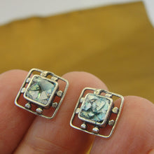 Load image into Gallery viewer, Hadar Designers Roman Glass Stud Earrings 925 Sterling Silver Handmade (AS)SALE