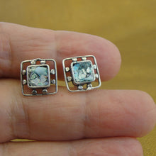 Load image into Gallery viewer, Hadar Designers Roman Glass Stud Earrings 925 Sterling Silver Handmade (AS)SALE
