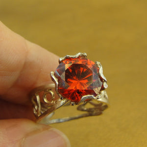 Hadar Designers Engagement 925 Sterling Silver Red Zircon Ring size 6.5,7 ()LAST