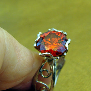 Hadar Designers Engagement 925 Sterling Silver Red Zircon Ring size 6.5,7 ()LAST