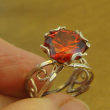 Load image into Gallery viewer, Hadar Designers Engagement 925 Sterling Silver Red Zircon Ring size 6.5,7 ()LAST