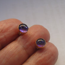 Load image into Gallery viewer, Amethyst Stud Earrings 14k Yellow Gold Filled 6mm Handmade Hadar Designers (v) y