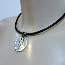 Load image into Gallery viewer, Hadar Designers Black Leather Garnet 925 Silver Pendant Handmade Sophisticated(H