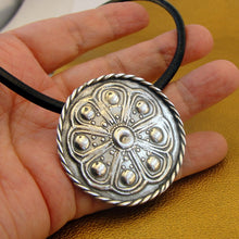 Load image into Gallery viewer, Hadar Designers Black Leather Sterling Silver Pendant Handmade Sophisticated (H