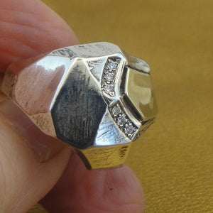 Hadar Designers Yellow Gold 925 Silver White Zircon Ring 7,8,9 Handmade (MS)Y