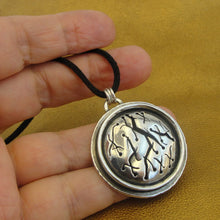 Load image into Gallery viewer, Hadar Designers Black Leather 925 Sterling Silver Pendant Handmade &quot;WILD&quot; Art (H