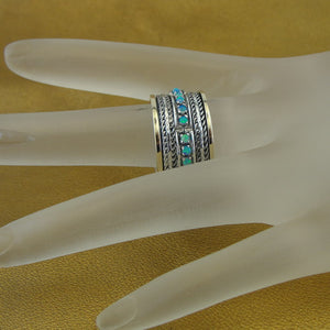 Hadar Designers 9k Yellow Gold 925 Silver Opal Ring 6.5, 7 Handmade Swivel(SN) y