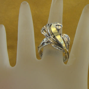 Hadar Designers Yellow Gold 925 Silver Floral Ring size 8,8.5 Handmade (VS) Y