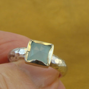 Hadar Designers Aqua Quartz Ring 9k Yellow Gold 925 Silver size 6.5, 7 () LAST 2