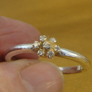 Hadar Designers 9k Gold 925 Silver Diamond Ring 7,8,9,10 Delicate Floral(I R847Y