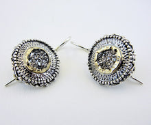 Load image into Gallery viewer, Hadar Designers Handmade 9k Yellow Gold 925 Sterling Silver Druzy Earrings (Si)y