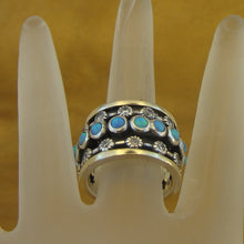 Load image into Gallery viewer, Hadar Designers 9k Yellow Gold Sterling Silver Zircon Opal Ring sz 7.5, 8 Handmade (sn) Y