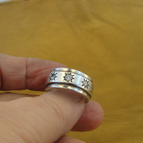 Zircon Band Ring 925 Sterling Silver  6.5,7,7.5 Handmade Hadar Designers  () LAST