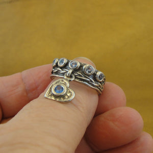 Hadar Designers Blue Topaz Ring size 7.5,8 Handmade Heart Sterling Silver ()SALE