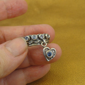 Hadar Designers Blue Topaz Ring size 7.5,8 Handmade Heart Sterling Silver ()SALE