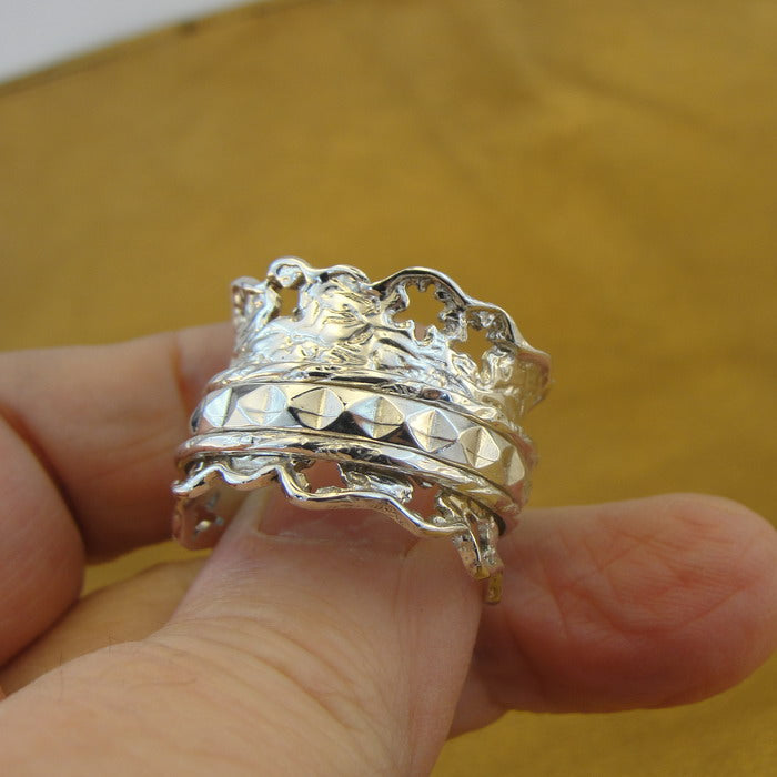 Ring 925 Sterling Silver Spin Swivel 8, 8.5 Handmade Hadar Designers (B) LAST