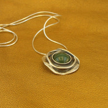 Load image into Gallery viewer, Hadar Designers 9k Yellow Gold 925 Silver Green Agate Pendant Art Handmade (MS)Y