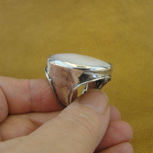 Hadar Designers Motger of Pearl MOP Ring Sterling Silver Huge 7.5,8,8.5 (H 186)y