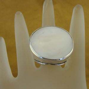 Hadar Designers Motger of Pearl MOP Ring Sterling Silver Huge 7.5,8,8.5 (H 186)y