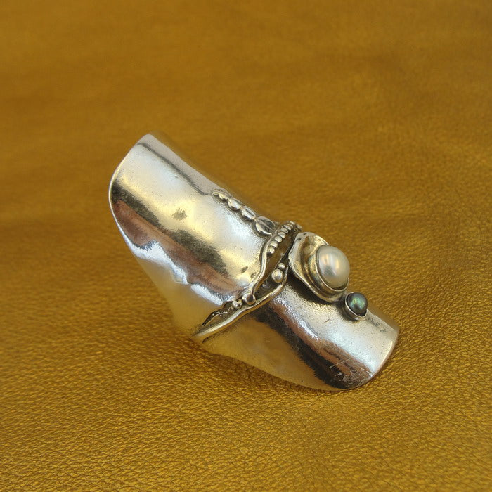 Hadar Designers 925 Sterling Silver Ring Pearl 7.5,8,8.5,9,9.5 Handmade (H106) Y