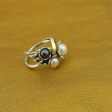 Load image into Gallery viewer, Hadar Designers Pearl Ring 5.5,6,8,8.5 Handmade 9k Yellow Gold 925 Silver (ms) Y