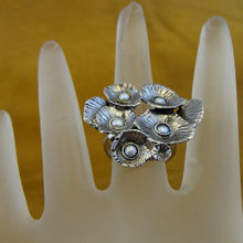Load image into Gallery viewer, Hadar Designers Sterling Silver White Pearl Ring size 6.5, 7 Floral () SALE