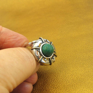 Hadar Designers Eilat Stone Ring 9k Yellow Gold 925 Silver  7.5,8 Handmade (H)y