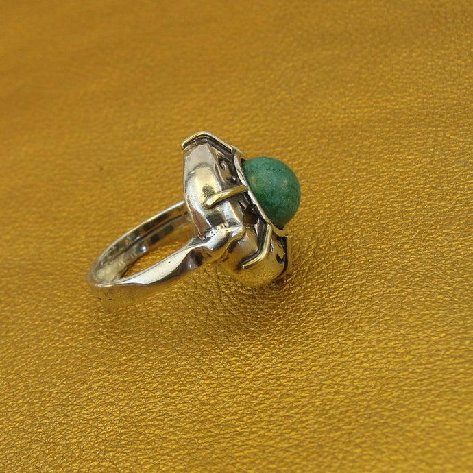 Hadar Designers Eilat Stone Ring 9k Yellow Gold 925 Silver  7.5,8 Handmade (H)y
